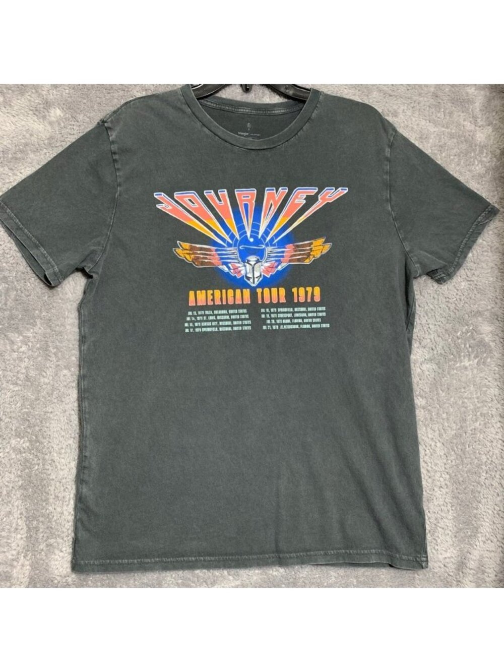 Wrangler Journey Graphic T-Shirt Mens Large Black American Tour 1979 Band Tee